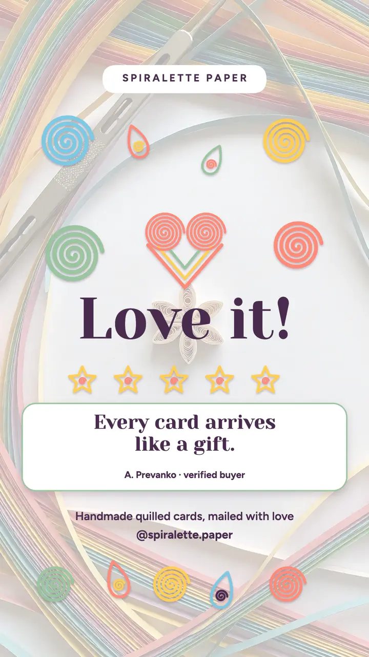 Spiralette Paper quilled card review story template