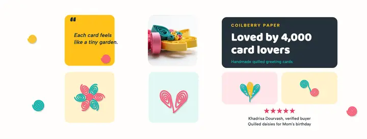 Coilberry Paper quilled cards review cover template