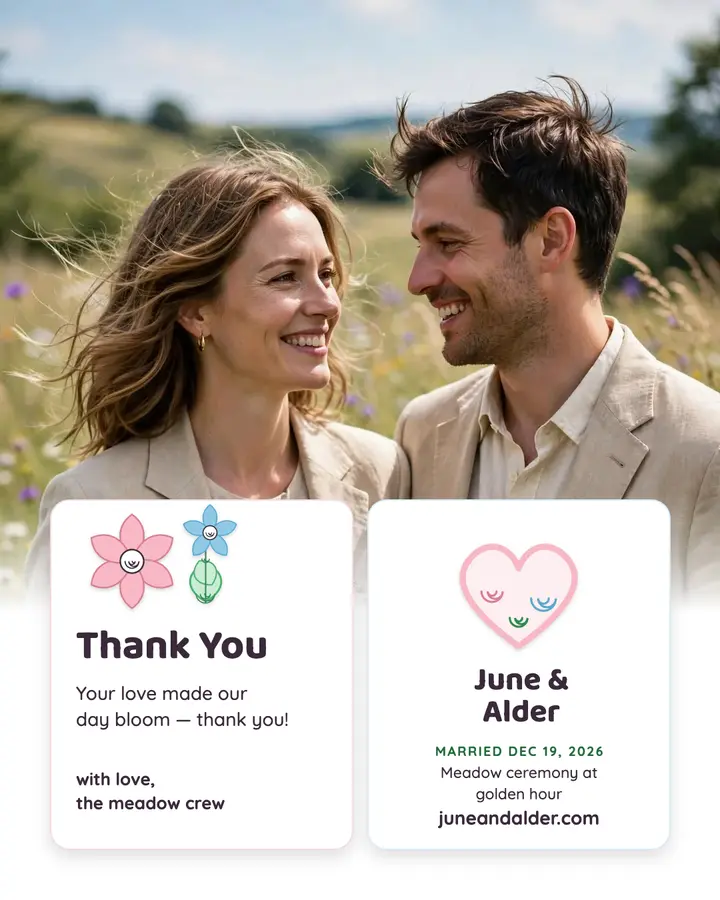 Quilled floral wedding thank-you post: wedding thank you post template
