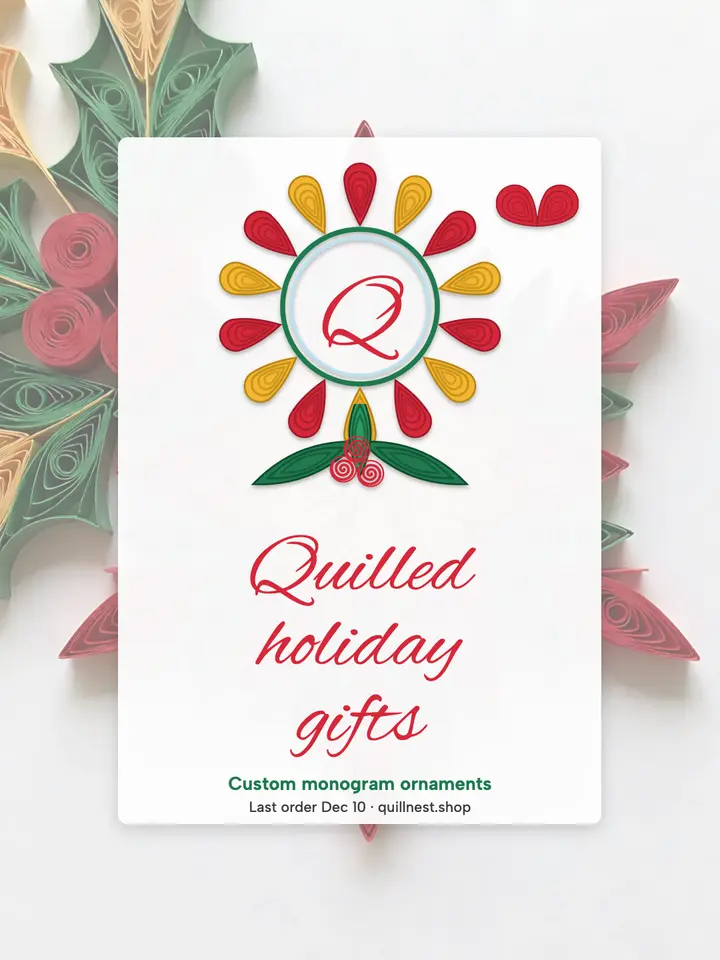 Quilled holiday gifts Instagram post: holiday gift promo post template