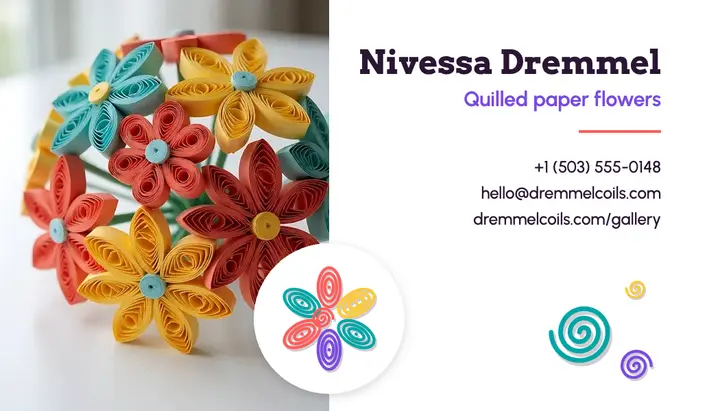 Quilled paper flowers artist business card template