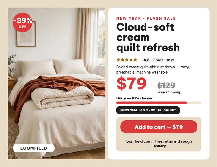 Loomfield quilt flash sale flyer template