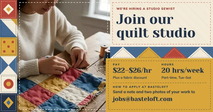 Basteloft quilt studio sewist hiring post template