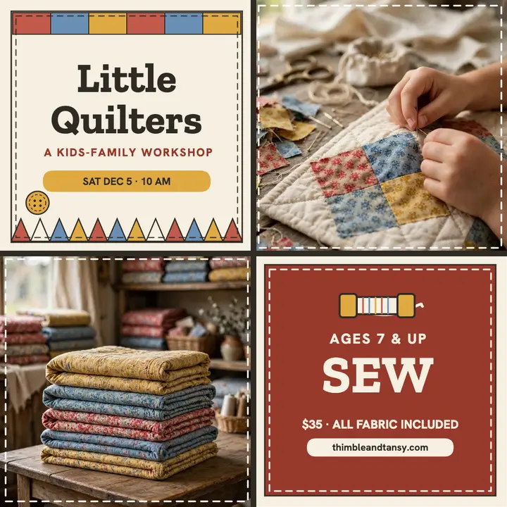 Thimble and Tansy quilt workshop patchwork post: quilt workshop post template