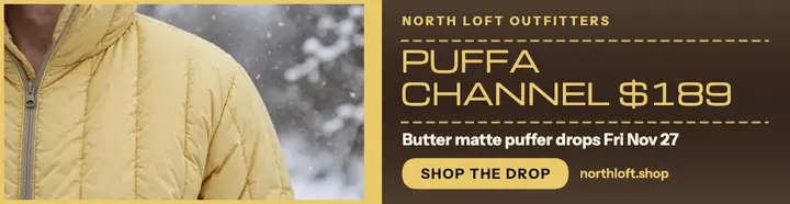 North Loft quilted puffer drop billboard template