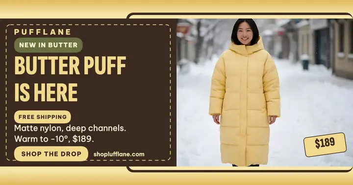 Pufflane butter puffer drop post: puffer coat drop post template