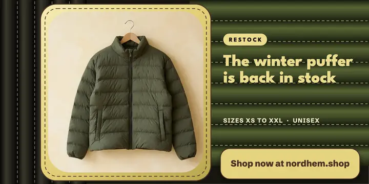 Quilted puffer restock X post template
