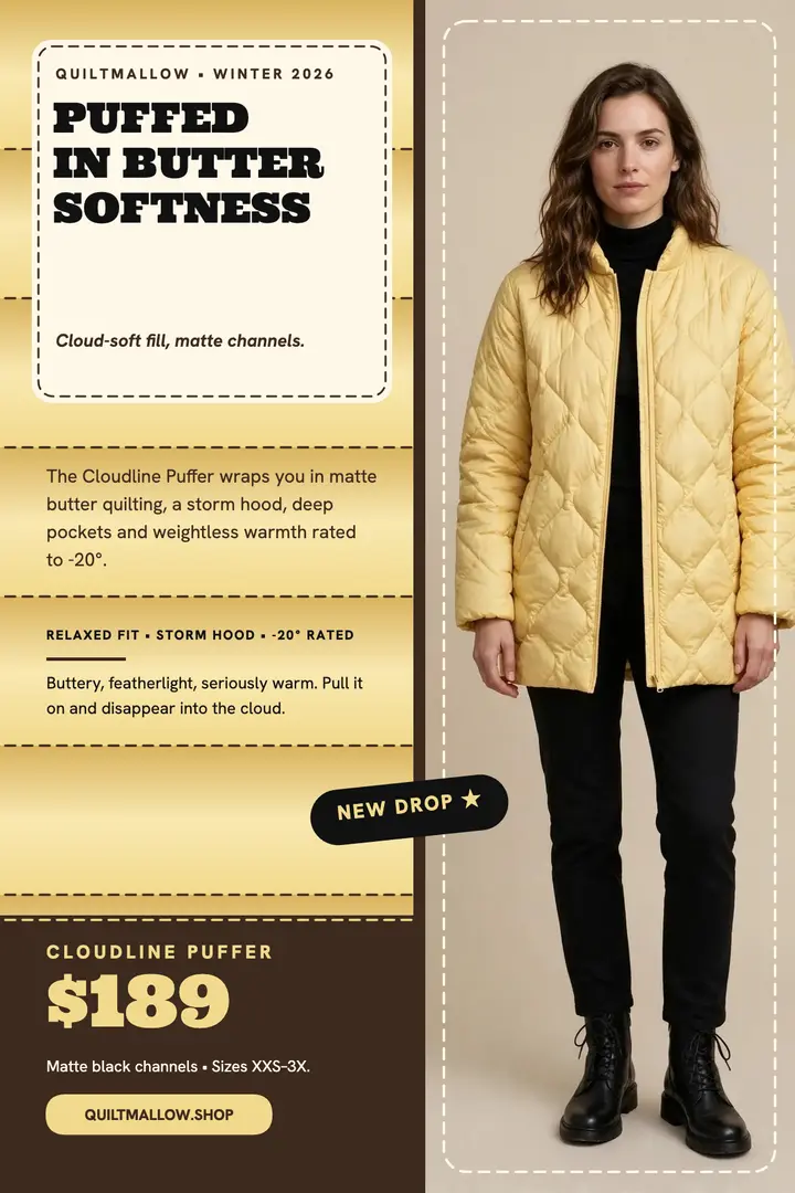 Quiltmallow Cloudline puffer poster template