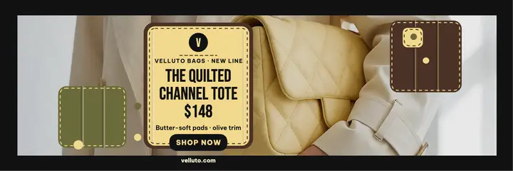 Velluto quilted tote X header template