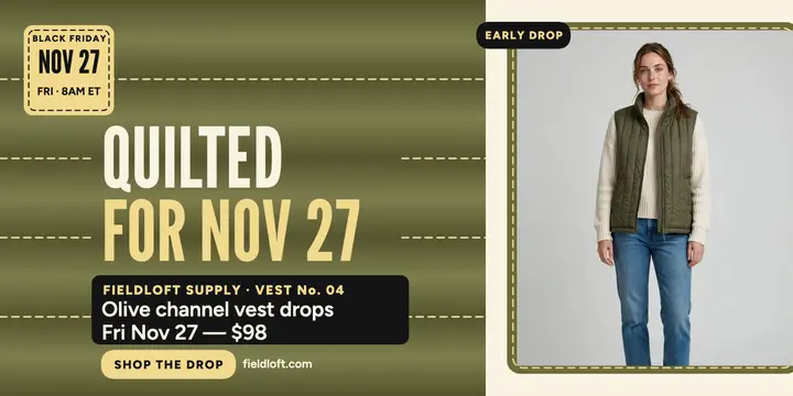 Fieldloft quilted vest early drop post template