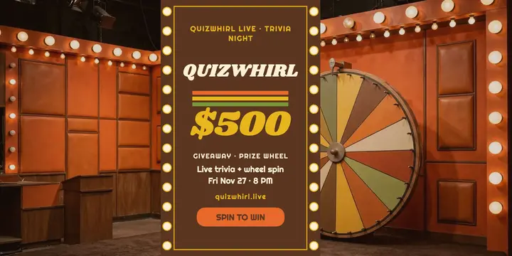Quizwhirl Live 70s trivia giveaway post template