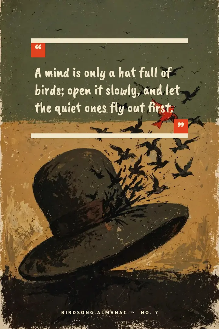 A mind is a hat full of birds quote poster template
