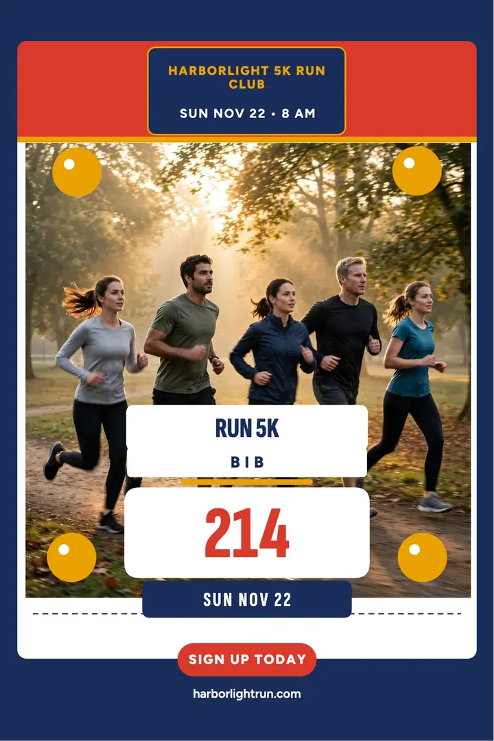 Harborlight 5K race bib poster template