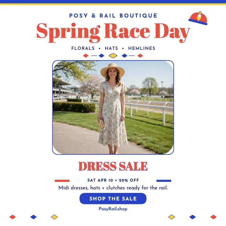 Posy and Rail spring race day sale template