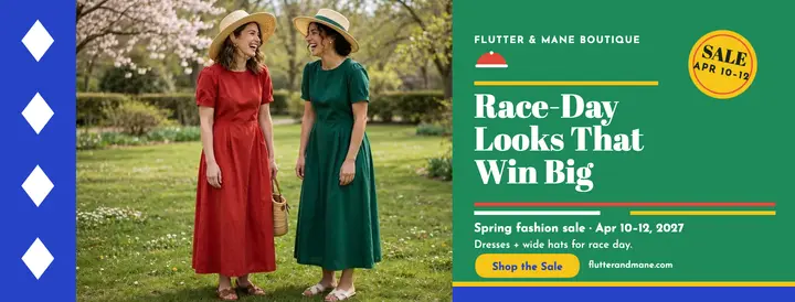 Flutter and Mane race day sale cover template