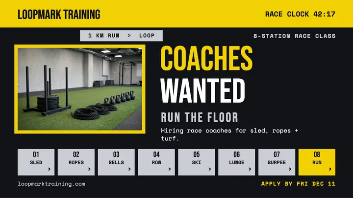 Loopmark race coach hiring thumbnail template