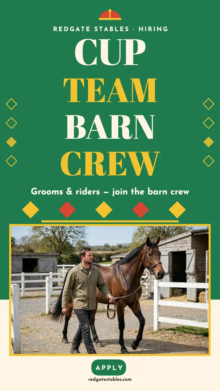 Redgate Stables barn crew hiring story: stable hiring story template