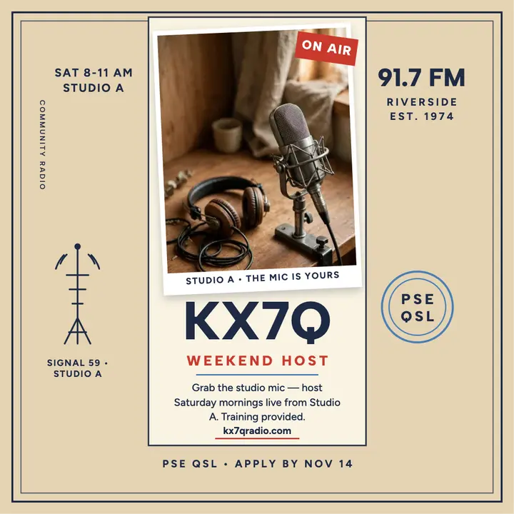 KX7Q Radio weekend host hiring post template
