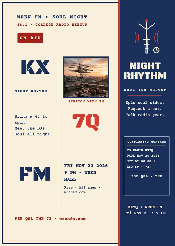 Wren FM soul night QSL invite template