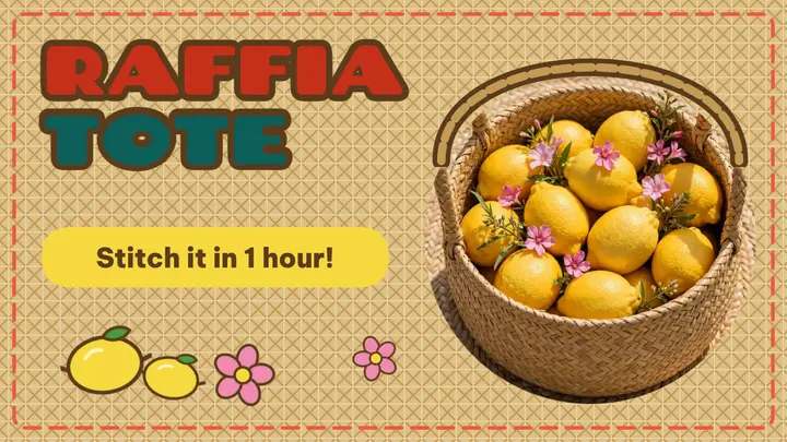 Raffia tote DIY video thumbnail template
