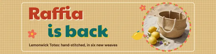 Lemonwick raffia totes restock banner template