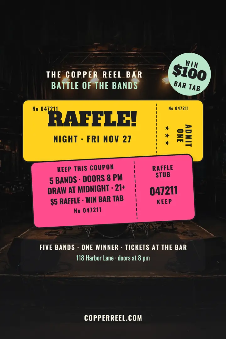 Copper Reel raffle night poster template