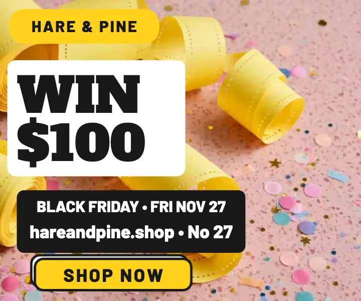Hare and Pine Black Friday raffle ad template