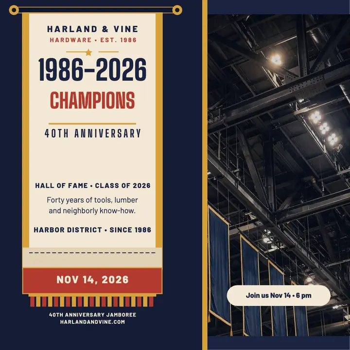 Harland and Vine 40th anniversary rafter banner: anniversary post template
