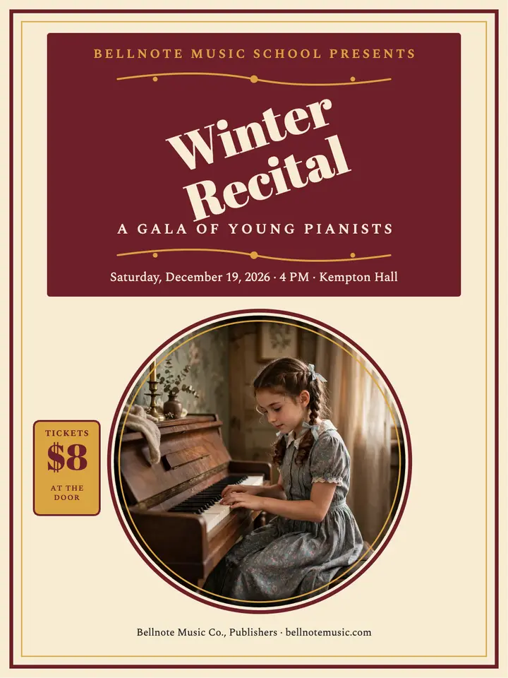 Bellnote winter recital ragtime portrait template