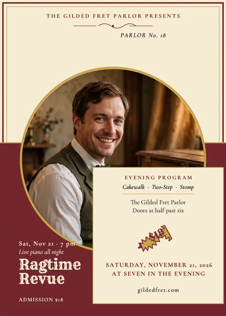 Gilded Fret ragtime revue invitation template