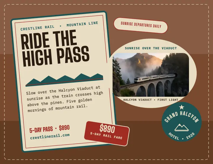 Crestline Rail mountain flyer, luggage labels template