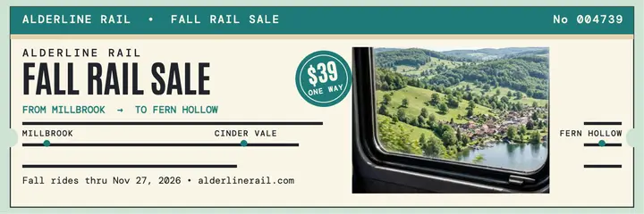 Alderline Rail fall sale ticket header template