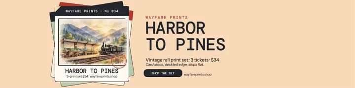 Wayfare Prints rail tickets banner template
