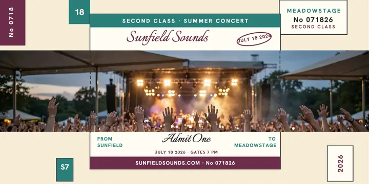Sunfield Sounds railway concert ticket template