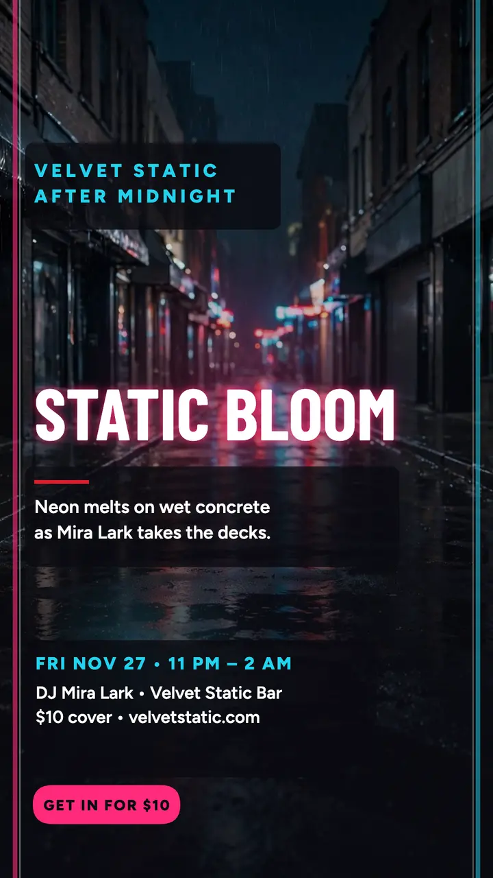 Velvet Static late night DJ story template