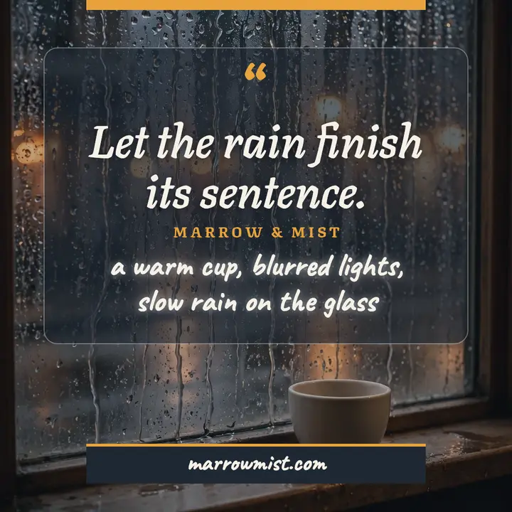 Rainy cafe window quote post template