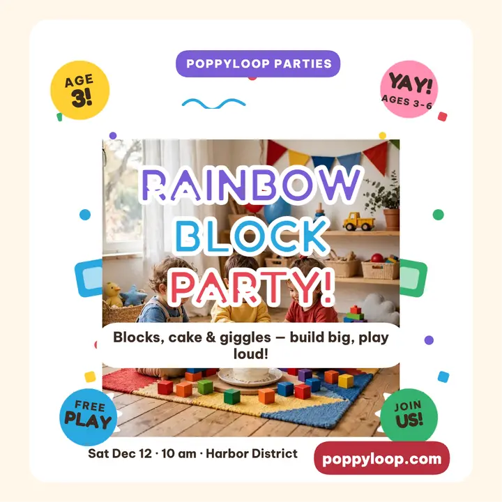 Rainbow block birthday party post template