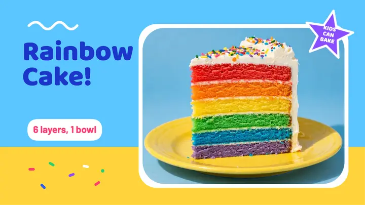Rainbow cake kids baking thumbnail template