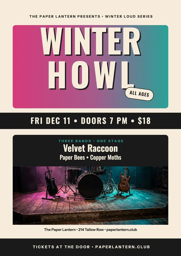 Winter Howl three-band night flyer: winter gig flyer template