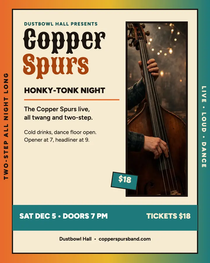 Copper Spurs honky-tonk night poster template