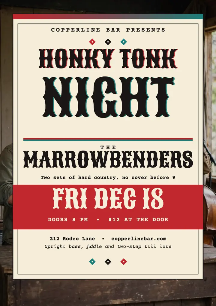Copperline honky-tonk night flyer template