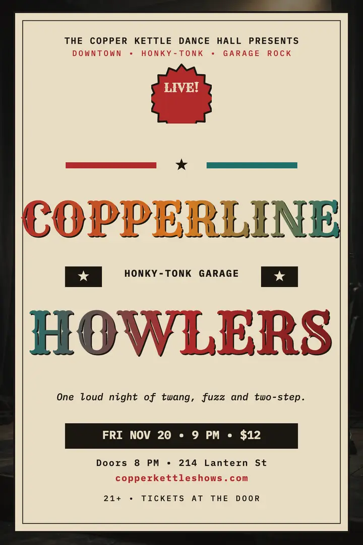 Copperline Howlers honky-tonk poster template