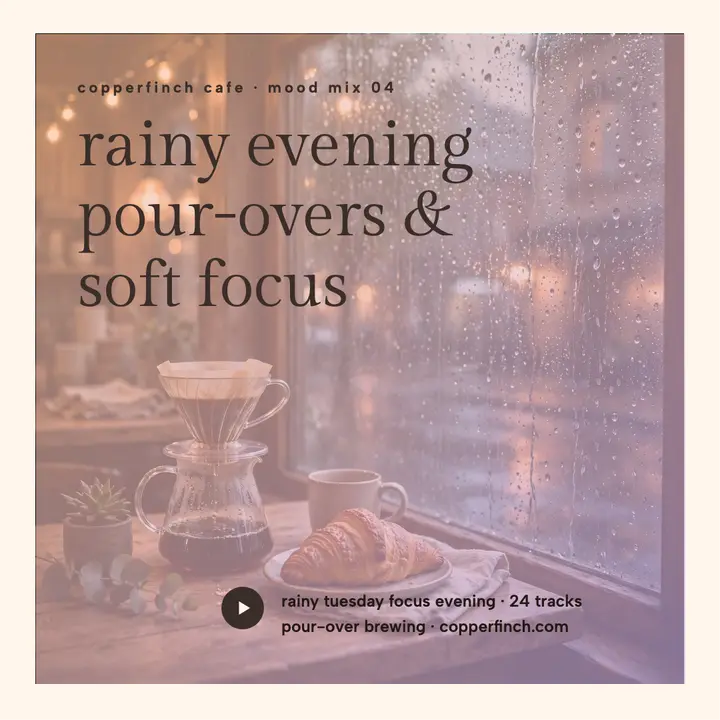 Rainy cafe focus playlist cover template