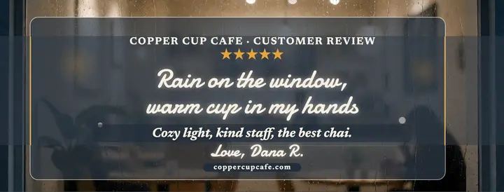 Copper Cup rainy window review cover template