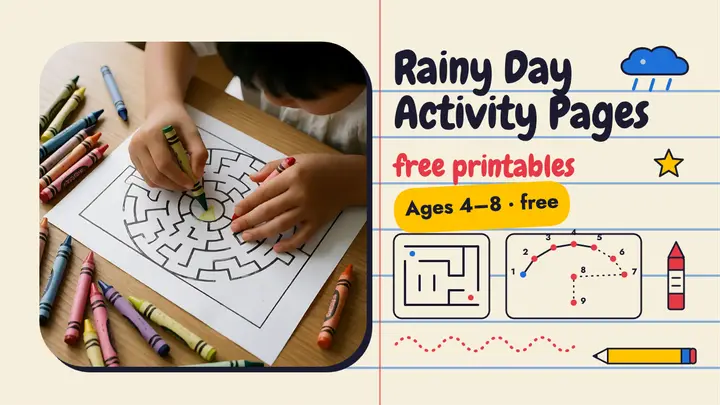 Rainy day activity pages thumbnail template