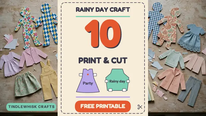 Rainy day paper doll craft thumbnail, Tindlewhisk Crafts template