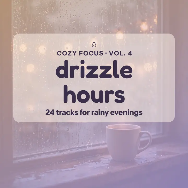 Drizzle Hours rainy focus playlist cover template