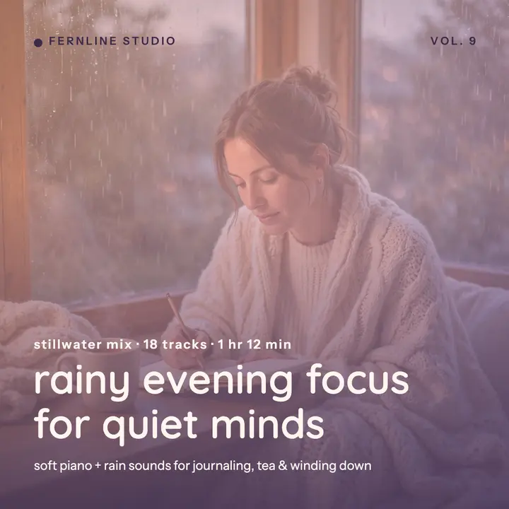 Rainy focus evening playlist cover template