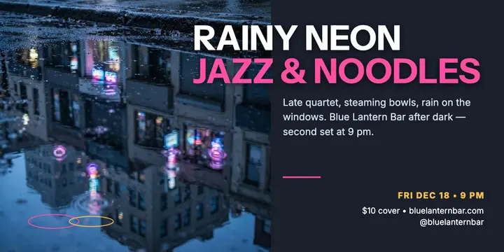 Blue Lantern rainy jazz night post template