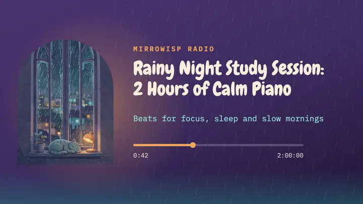 Rainy night study playlist lo-fi thumbnail template